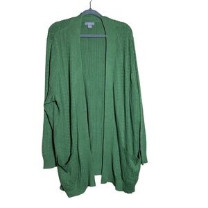 Laura Scott Green Knit 3x Cardigan